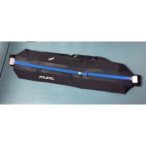 NWOT Fitletic Bolt Fit Double Pocket Running Pouch Belt Black Blue 28-40” Band